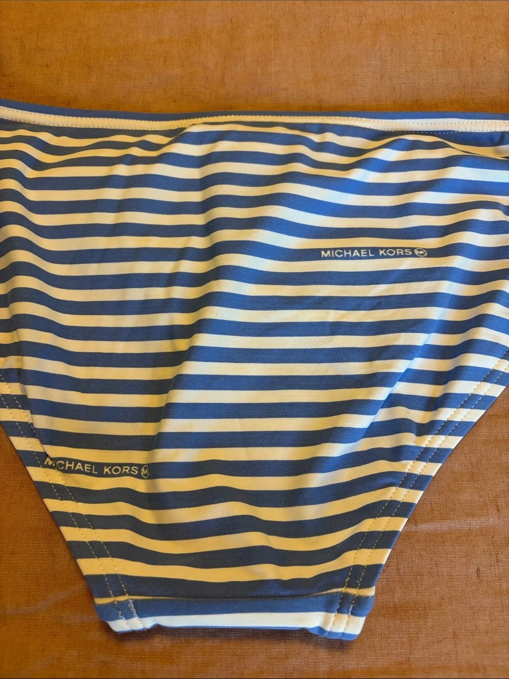NWT Michael Kors Blue & White Striped Bikini Bottom - Women Medium Crew Blue